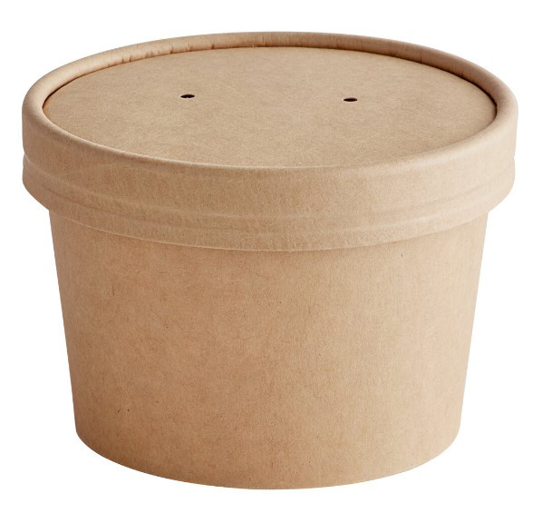8oz Kraft - Soup Cup Container & Lids - 25x Per Pack
