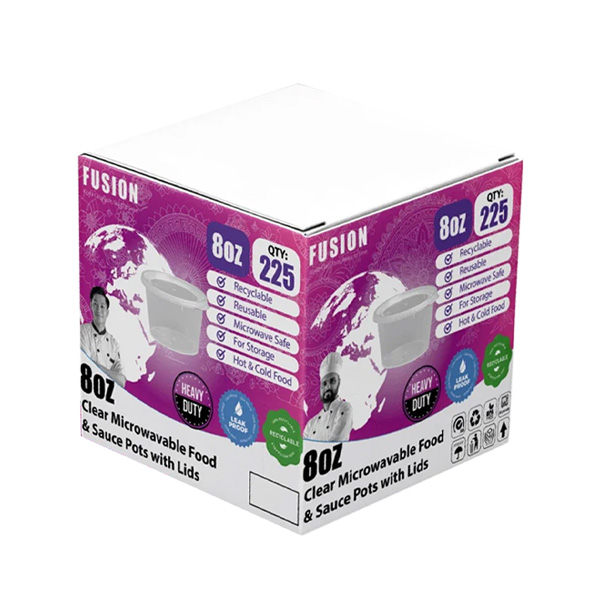 8oz Portion Pots with Lids - Heavy Duty Hot Use 225x Per Case