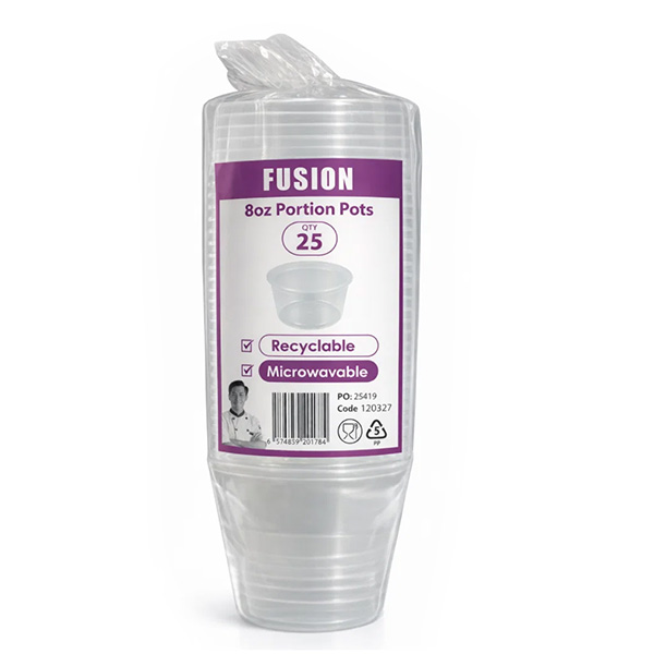 8oz Portion Pots with Lids - Heavy Duty Hot Use 225x Per Case