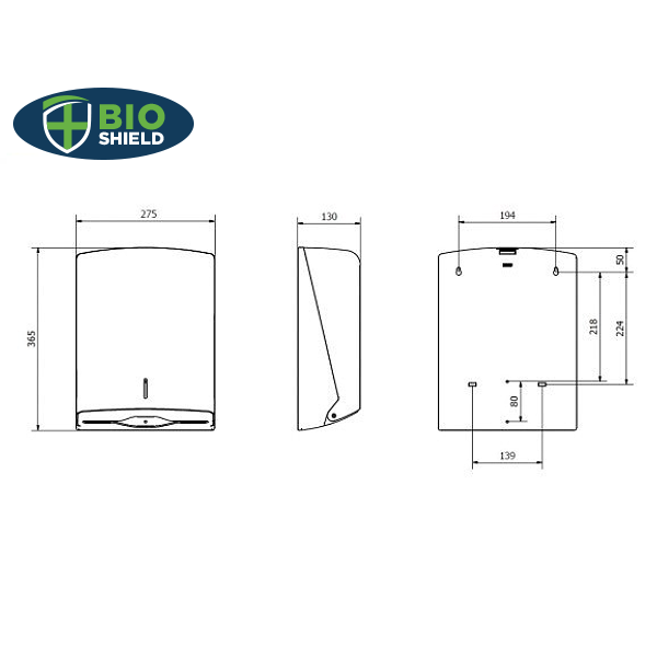 Bio-Shield - Hand Towel Dispenser C/V/Z Fold Black - 1x Per Pack