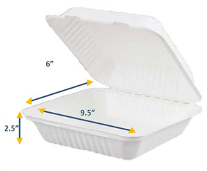 Bagasse Meal Box 1 x Compartment - 100 Per Pack