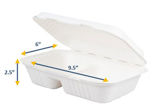 Bagasse Meal Box 2x Compartment 9