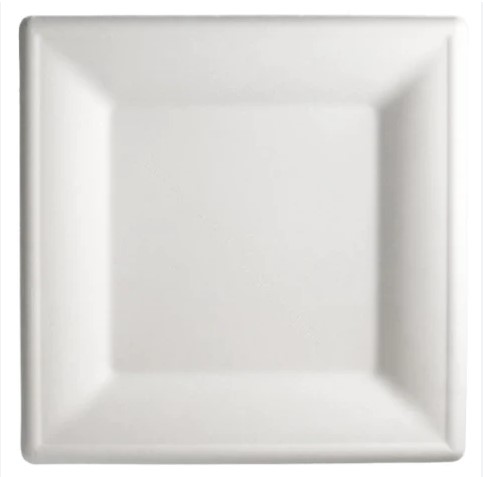 Bagasse Square Plates 20cm x 20cm - 125x Per Pack