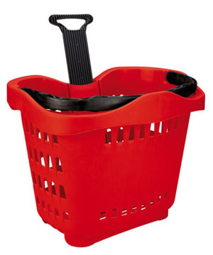 Large Red Plastic Shopping Basket - 1 Per Pack