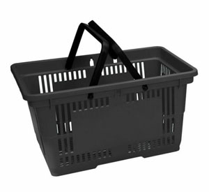 Black Plastic Shopping Basket - 28Litre - 1x Per Pack