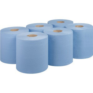 2x 6 Centrefeed Blue Roll Embossed 2 ply Kitchen Cleaning Wipe Paper Towel 180mm 