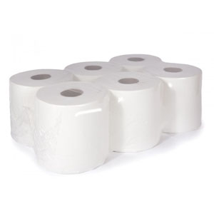 White CentreFeed Rolls 2Ply - 190mm x 150m - 6 Per Pack