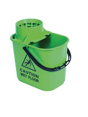 Plastic Mop Bucket with Wringer Green 15 Litre 