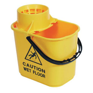 Plastic Mop Bucket with Wringer Yellow 15 Litre