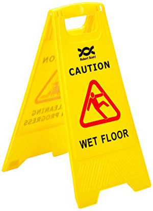 Dual Sided Folding Safety Sign - Caution Wet Floor - 1 Per Pack