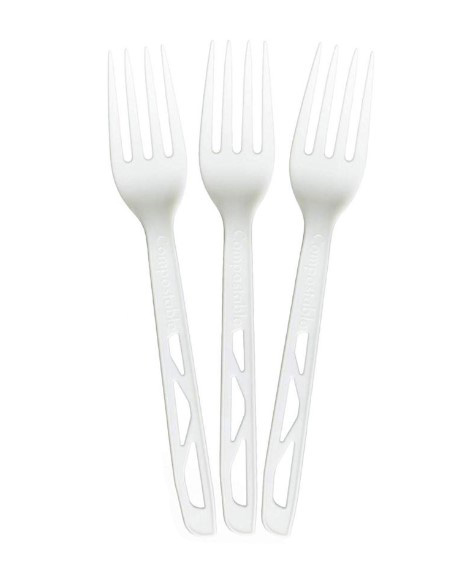 White Compostable Fork - 100x Per Pack