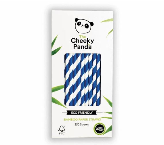 Bamboo Straws Blue & White - 6mm x 200mm - 250x Per Pack