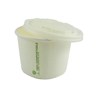 12oz White Compostable Soup Container - 25 Per Pack
