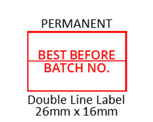 Price Gun Labels Double Line - 26mm x 16mm Best Before/Batch No.- 10 Rolls