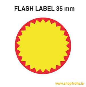 Price Gun Flash Labels Triple Line - 35mm Round  - 5x Rolls Per Pack