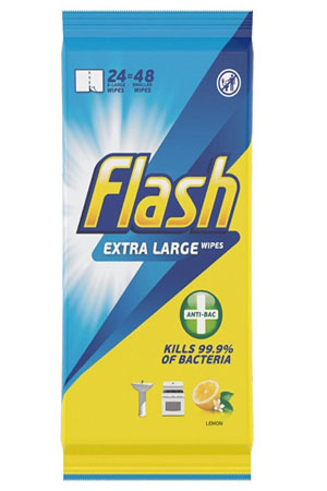 Flash Antibacterial Large Wipes - 24 Sheets Per Pack