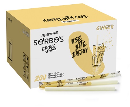 Sorbos Edible Straws Ginger - 8mm x 195mm - 200x Per Pack