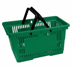 Green Plastic Shopping Basket - 28L - 1 Per Pack