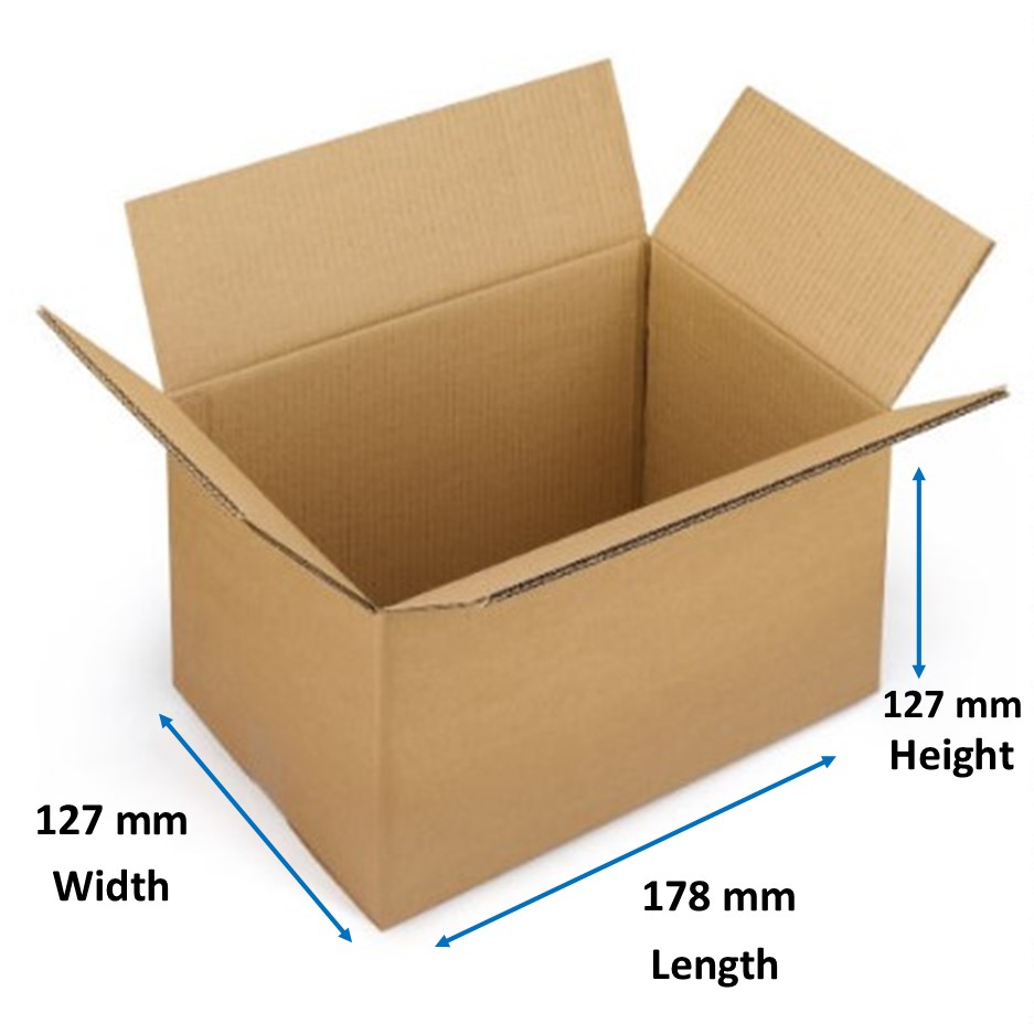 Single Wall Boxes 178mm x 127mm x 127mm - 25x per Pack