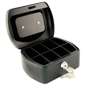 6 Inch Black Q-Connect Cash Box - 1 Unit Per Pack