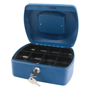 8 Inch Blue Q-Connect Cash Box - 1 Unit Per Pack