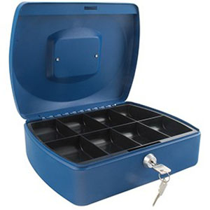 10 Inch Blue Q-Connect Cash Box - 1 Unit Per Pack
