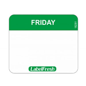 Hygiplas Food Labels - Friday - 30mm x 25mm - 1000x Per Pack