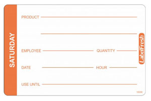 Hygiplas Food Labels - Saturday - 70mm x 45mm - 500 Per Pack