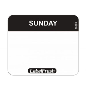 Hygiplas Food Labels - Sunday - 30mm x 25mm - 1000 Per Pack