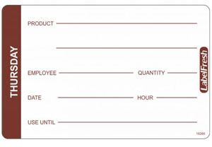 Hygiplas Food Labels - Thursday - 70mm x 45mm - 500 Per Pack