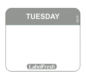 Hygiplas Food Labels - Tuesday - 30mm x 25mm - 1000 Per Pack