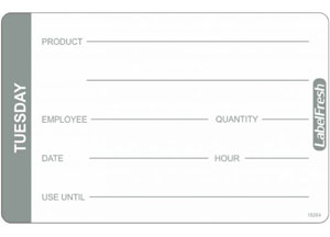 Hygiplas Food Labels - Tuesday - 70mm x 45mm - 500 Per Pack