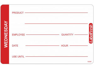 Hygiplas Food Labels - Wednesday - 70mm x 45mm - 500 Per Pack