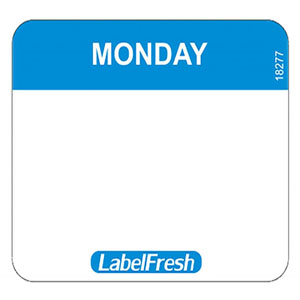 Hygiplas Food Labels - Monday - 30mm x 25mm - 1000x Per Pack