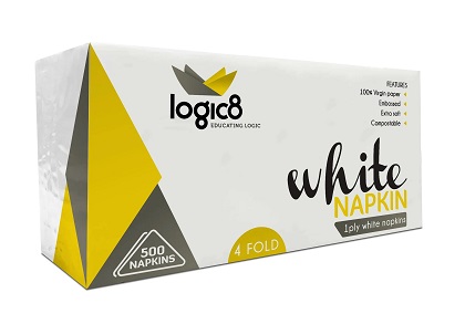 Lunch Napkins White - 1Ply 30x30cm 4x Fold - 500x Per Pack