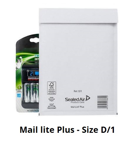 Jiffy Mail Lite Plus Bags - Size D/1 - 180mm x 260mm - 100x Per Pack