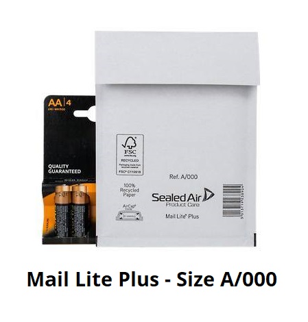 Jiffy Mail Lite Plus Bags - Size A/000 - 110mm x 160mm - 100x Per Pack