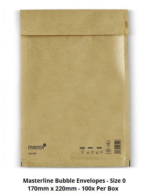 Masterline Padded Envelopes - Size 0 - 170mm x 220mm - 100x Per Pack