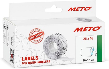 Meto Price Gun Labels Double Line - 26mm x 16mm White Permanent - 6 Rolls Per Pack