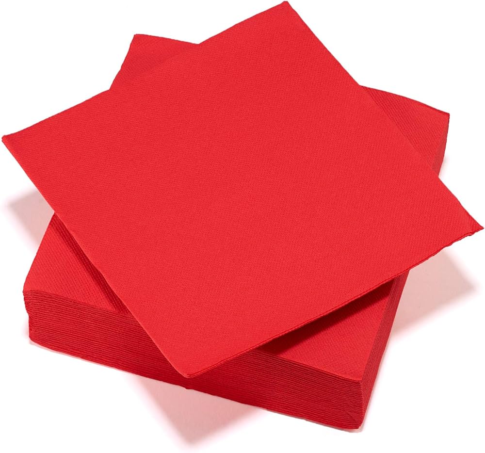 Lunch Napkin Red - 2PLY 33x33cm  4x Fold - 100x Per Pack