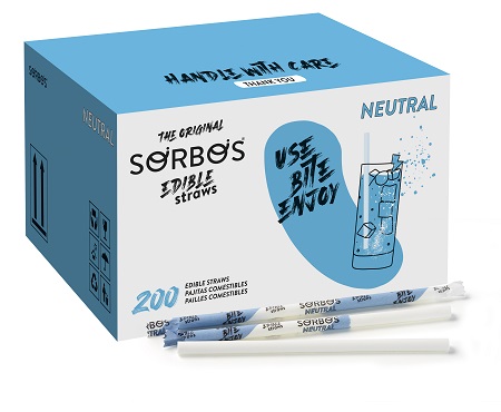 Sorbos Edible Straws Neutral - 8mm x 195mm - 200x Per Pack