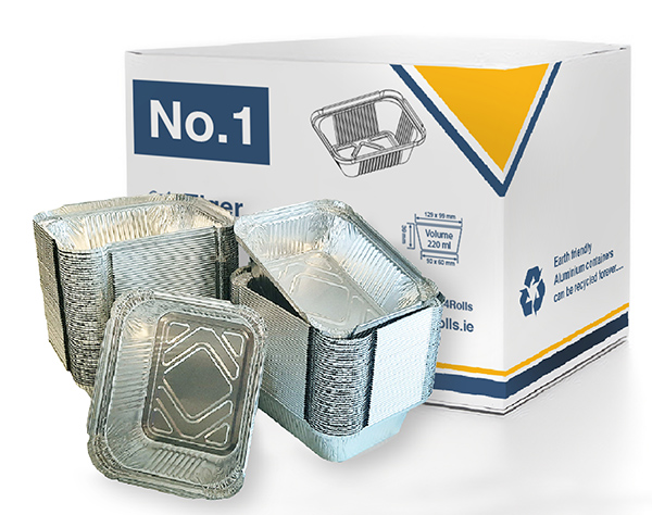 No.1 Foil Containers 129mm x 99mm x 39mm - 1000x Per Pack