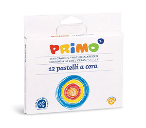 Primo Wax Crayons 12x Assorted, 11 x 84mm - 12 Per Pack