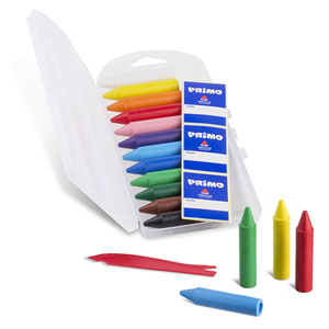 Primo Jumbo Wax Crayons 12x Assorted, 13.5 x 65mm - 12 Per Pack