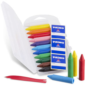 Primo Jumbo Wax Crayons 12x Assorted, 13.5 x 65mm - 12 Per Pack