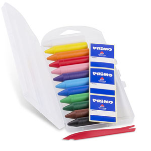 Primo Jumbo Wax Crayons 12x Assorted, 13.5 x 65mm - 12 Per Pack