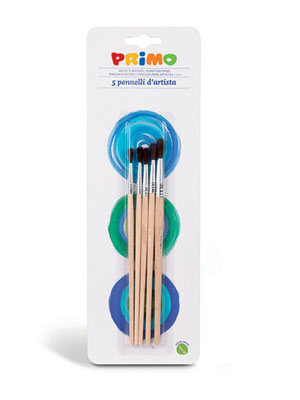 Primo Set of 5x Round Tipped Paint Brushes - Blister Pack