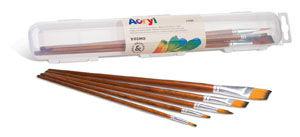 Primo Professional Set of 5x Paint Brushes Synthetic Hair - For Use Acrylic Paints