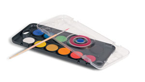 Primo WaterColours Set of 12, 30mm Dia - Box, Lid & Brush