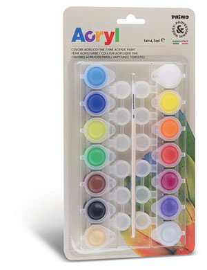 Primo 14 x 4.5ml Acrylic Paint Pots Plain - 1 Per Pack